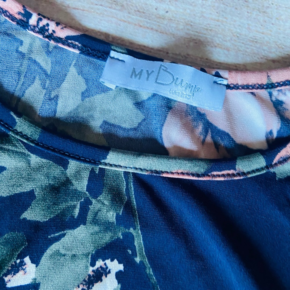 Navy Floral Maternity Dress - Picture 2 of 3